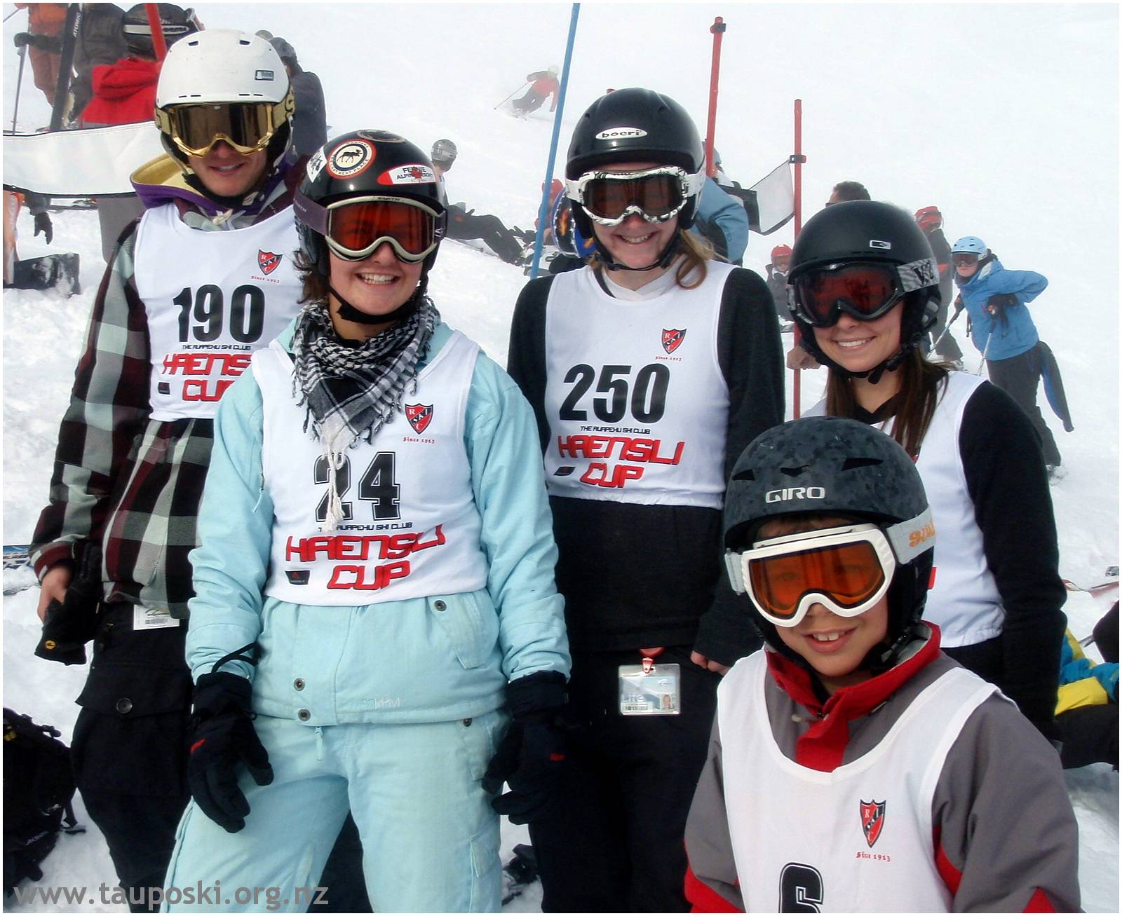 Kids competing in ski races